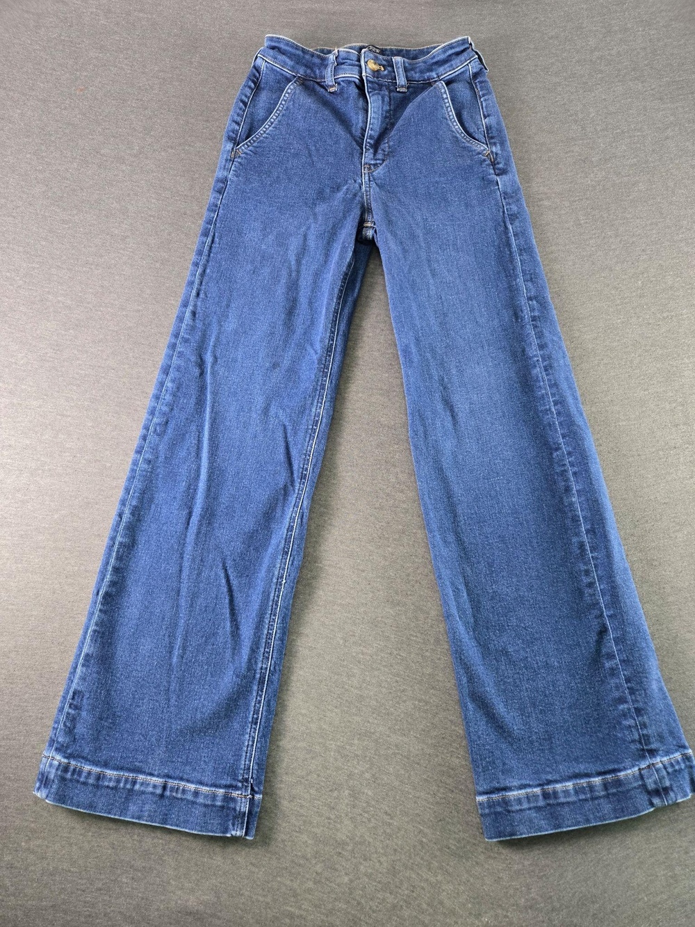 J.Crew Jeans Womens 24 High Rise Trouser Wide Leg Blue Stretch Denim Pants